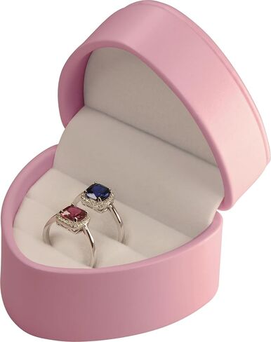 LAODA Black Heart Shaped Double Couple Ring Box for Wedding & Engagement - Premium PU Leather Two Slot Ring Jewelry Gift Box for Women & Men for Wedding Day Ceremony in Saudi Arabia