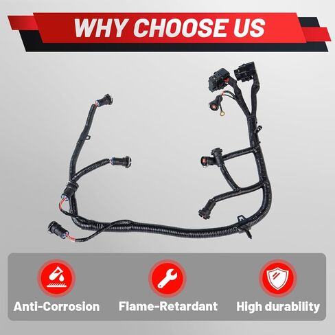 Upgraded FICM Fuel Injector Module Wiring Harness Compatible with Ford F250 F350 F450 F550 2003-2007 Excursion 2004-2005 6.0L Powerstroke Diesel Replace 5C3Z-9D930-A 5C3Z9D930A in Kuwait