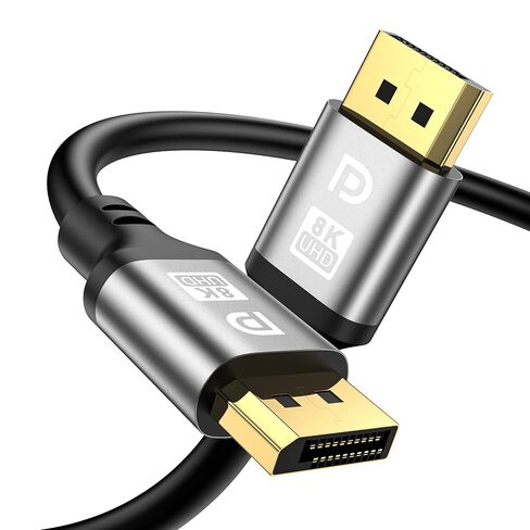كابل DisplayPort 16K بطول 3.3 أقدام، و2.1 DP إلى DP يدعم 16K@60 هرتز، 8K@60 هرتز، 4K@144 هرتز، HBR3 32.4 جيجابت في الثانية، كابل عرض HDR، G-Sync وFreeSync 2.0 لشاشة ألعاب الكمبيوتر المحمول وتلفزيون الكمبيوتر in Kuwait