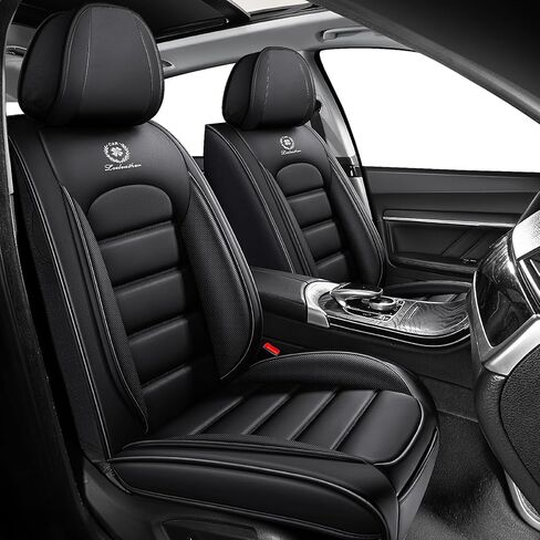 Front Set for Audi Q8 Seat Covers 2019-2026, Waterproof Nappa Leather Car Seat Protector, Anti-Slip & Comfortable Car seat Cover (Standard 2 Seats Black) in Kuwait