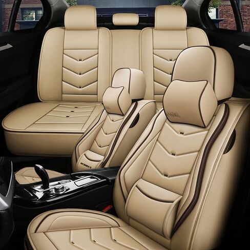5 أغطية مقاعد لسيارة Toyota Corolla 2001-2026 أغطية مقاعد سيارة جلدية مقاومة للماء وجيدة التهوية، ملحقات داخلية غطاء مقعد وسادة هوائية متوافقة (أسود وأزرق، قياسي) in Saudi Arabia