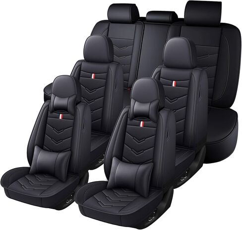 Car Seat Cover 7 Seats for Dodge Grand Caravan 2000-2020, Durable Wear Resistant Waterproof Vehicle Cushion Cover, Breathable No Odor Premium Leather Vehicle Seat Covers.(Luxury,Black Red) in Saudi Arabia