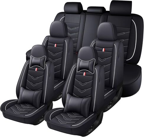 Car Seat Cover 7 Seats for Dodge Grand Caravan 2000-2020, Durable Wear Resistant Waterproof Vehicle Cushion Cover, Breathable No Odor Premium Leather Vehicle Seat Covers.(Luxury,Black Red) in Saudi Arabia