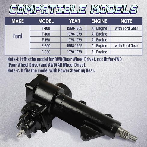 27-7504 Power Steering Gearbox Gear Box Fit for Ford F-100 F100 1968-1979, F-150 F150 1975-1979, F-250 F250 1968-1979, RWD Only, Replace OE D9TZ3504A, 27-7504, 277504 in Saudi Arabia
