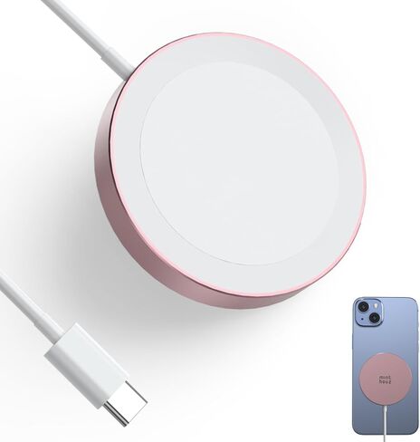 Qi2 Magnetic Wireless Charger, Minthouz 15W Fast Charging iPhone Wireless Charger, Mag Safe Wireless Charging Pad for iPhone 16/15/14/13/12 Series, Airpods and Qi-Enabled Devices (No Adapter), Pink in Kuwait