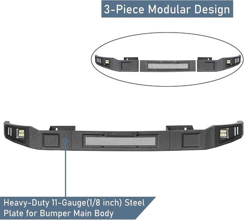 Hooke Road Ram 1500 Front Bumper Face Bar Compatible with 2013-2018 Dodge Ram 1500(Exclude Rebel) & 2019-2024 Ram 1500 Classic, Steel Full Width Bumper with LED Lights, License Plate Bracket in Saudi Arabia