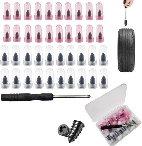 40 PCS Tire Repair Rubber Nails Kit with 2 Sizes, Tire Repair Kit ，Fast Self-Service Tire Repair Tools, with Box and Screwdriver, Suitable for Car Motorcycle Jeep Tire Puncture Repair in Saudi Arabia