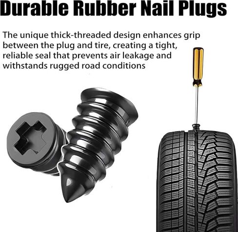 40 PCS Tire Repair Rubber Nails Kit with 2 Sizes, Tire Repair Kit ，Fast Self-Service Tire Repair Tools, with Box and Screwdriver, Suitable for Car Motorcycle Jeep Tire Puncture Repair in Saudi Arabia