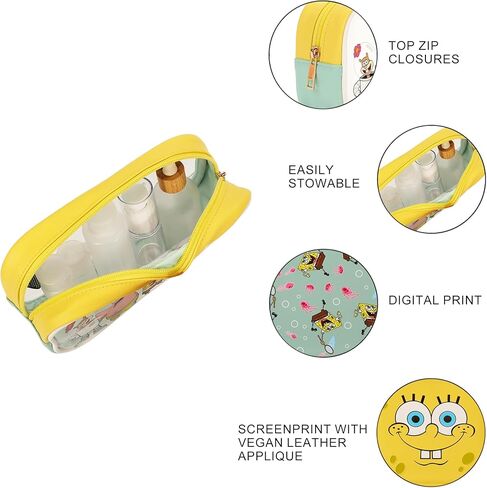 Bioworld Nickelodeon SpongeBob SquarePants 3-Piece Cosmetic Bag Set with Zipper Closure in Saudi Arabia