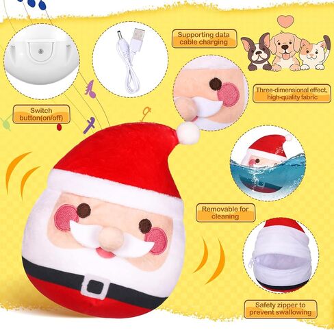 Vinsot 2 Pack Christmas Interactive Dog Toys Jumping Squeaky Dog Ball with Recording Moving Dog Chew Balls Xmas Holiday Dog Gifts for Small Medium Large Dogs to Keep Them Busy (Snowman, Moose) in Kuwait