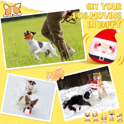 Vinsot 2 Pack Christmas Interactive Dog Toys Jumping Squeaky Dog Ball with Recording Moving Dog Chew Balls Xmas Holiday Dog Gifts for Small Medium Large Dogs to Keep Them Busy (Snowman, Moose) in Kuwait