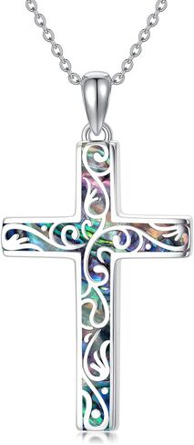 Cross Necklace for Men Women 925 Sterling Silver Cross Pendant Necklace Christian Religious Jewelry Gifts for Anniversary in Saudi Arabia