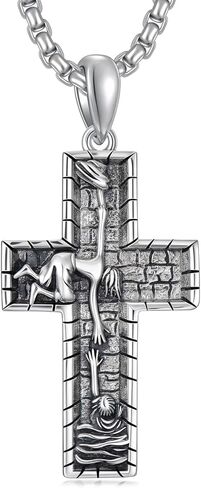 Cross Necklace for Men Women 925 Sterling Silver Cross Pendant Necklace Christian Religious Jewelry Gifts for Anniversary in Saudi Arabia