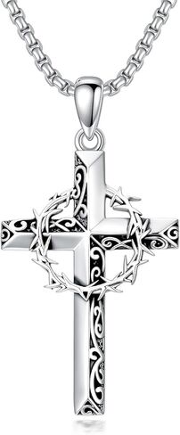 Cross Necklace for Men Women 925 Sterling Silver Cross Pendant Necklace Christian Religious Jewelry Gifts for Anniversary in Saudi Arabia