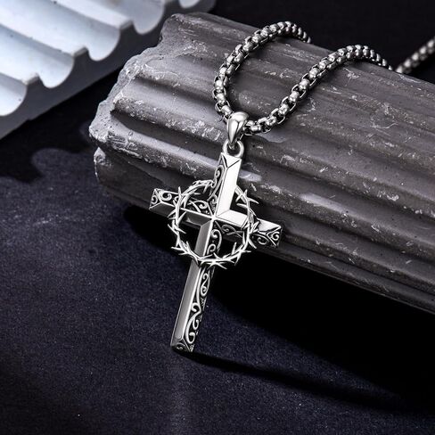 Cross Necklace for Men Women 925 Sterling Silver Cross Pendant Necklace Christian Religious Jewelry Gifts for Anniversary in Saudi Arabia
