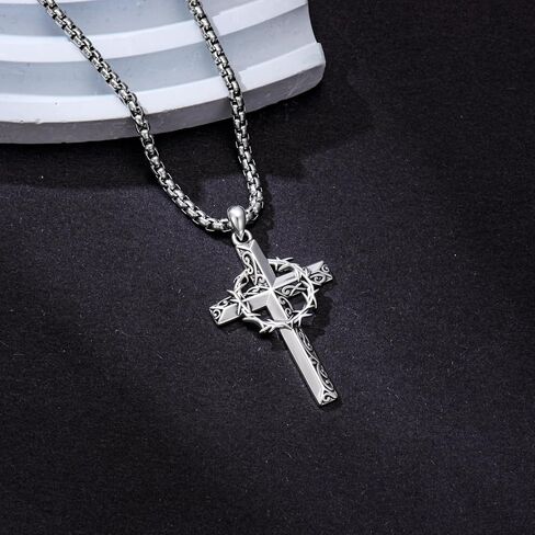 Cross Necklace for Men Women 925 Sterling Silver Cross Pendant Necklace Christian Religious Jewelry Gifts for Anniversary in Saudi Arabia