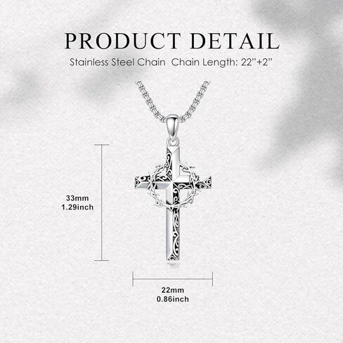 Cross Necklace for Men Women 925 Sterling Silver Cross Pendant Necklace Christian Religious Jewelry Gifts for Anniversary in Saudi Arabia