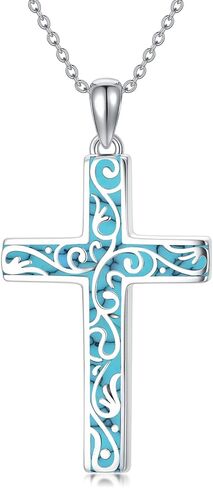 Cross Necklace for Men Women 925 Sterling Silver Cross Pendant Necklace Christian Religious Jewelry Gifts for Anniversary in Saudi Arabia