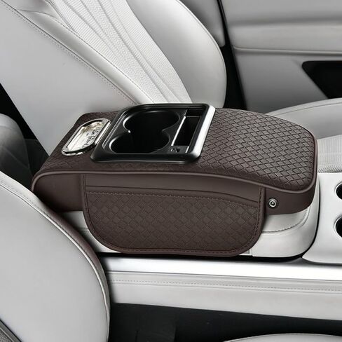 2026 Upgraded Car Center Console Cushion with 30w USB& Type-C Charging Ports, Leather Car Armrest Pad Cover, Interior Accessories for Most Vehicles (Ergonomic Sloped Version, Black-Red line) in Saudi Arabia