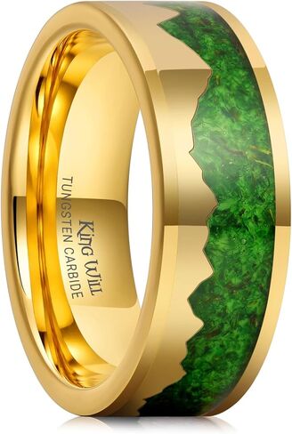 خواتم King Will 8mm Mountain Tungsten، خواتم زفاف رجالية مسطحة القطع فريدة من نوعها للرجال والنساء، ملاءمة مريحة، متينة in Saudi Arabia
