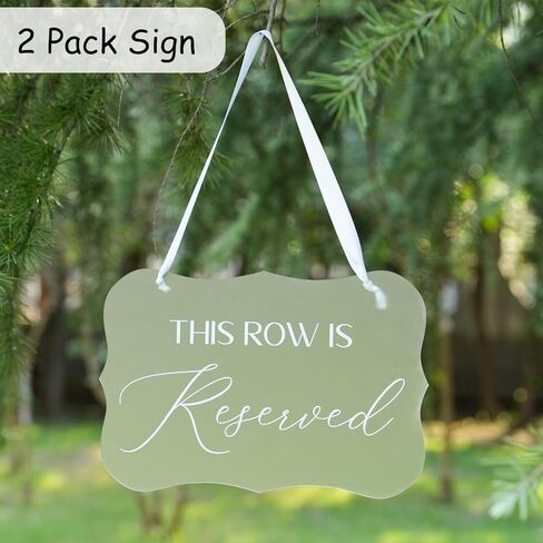 2 Pack This Row Is Reserved Sign for Wedding Set Frosted Acrylic Wedding Ceremony Seating Chairs Aisle Decor Table Signs in Kuwait
