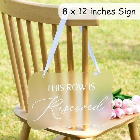 2 Pack This Row Is Reserved Sign for Wedding Set Frosted Acrylic Wedding Ceremony Seating Chairs Aisle Decor Table Signs in Kuwait