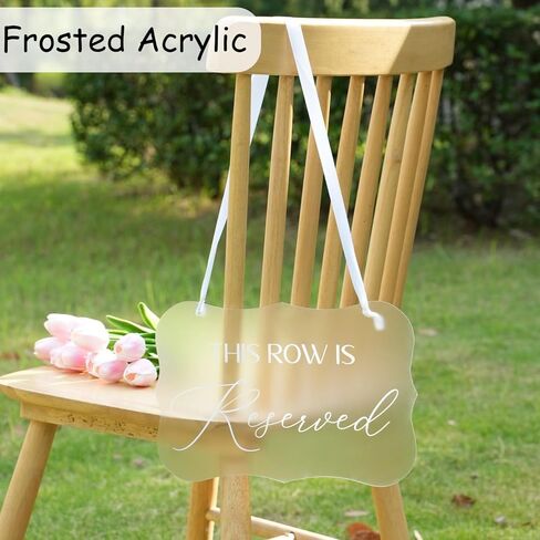 2 Pack This Row Is Reserved Sign for Wedding Set Frosted Acrylic Wedding Ceremony Seating Chairs Aisle Decor Table Signs in Kuwait