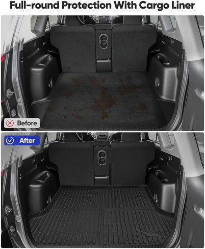 Floor Mats Cargo Liner for Toyota RAV4 2012-2006 (5 Seats Only) All Weather Carpet for RAV-4 2006 2007 2008 2009 2010 2011 2012 TPE Rubber Car Mats & Trunk Mat Accessories Full Set in Kuwait