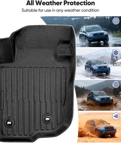 Floor Mats Cargo Liner for Toyota RAV4 2012-2006 (5 Seats Only) All Weather Carpet for RAV-4 2006 2007 2008 2009 2010 2011 2012 TPE Rubber Car Mats & Trunk Mat Accessories Full Set in Kuwait
