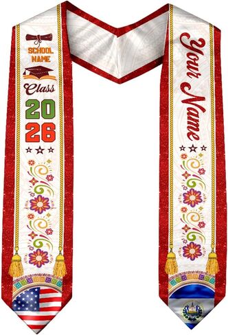 IZI POD Personalized Salvadorans American Flag Graduation Sash, Salvadorans Graduation Sash, El Salvador Graduation Stole in Saudi Arabia