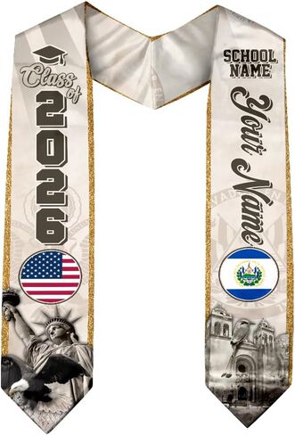 IZI POD Personalized Salvadorans American Flag Graduation Sash, Salvadorans Graduation Sash, El Salvador Graduation Stole in Saudi Arabia