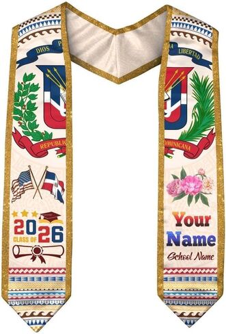 IZI POD Custom Dominican Graduation Stole, Dominican American Flag Graduation Sash, Gifts for Students, College, University in Saudi Arabia