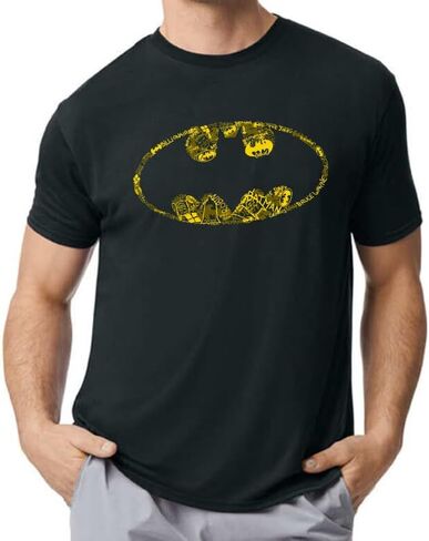 Batman Distressed Bat Signal Men's Black Short Sleeve Performance Tee in Saudi Arabia