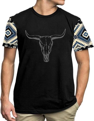 Western Shirts for Men Rodeo Cow Skull Cowboy Vintage Graphic Tees Top Country Music Concert T-Shirts in Kuwait