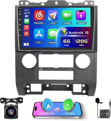 8-Core 6+128G Android Car Stereo Screen for Ford Escape 07-12 for Mercury Mariner 08-10 for Mazda Tribute 08-12 Radio Upgrade, 9'' CarPlay Android Auto, Navigation, AHD Backup Camera in Saudi Arabia