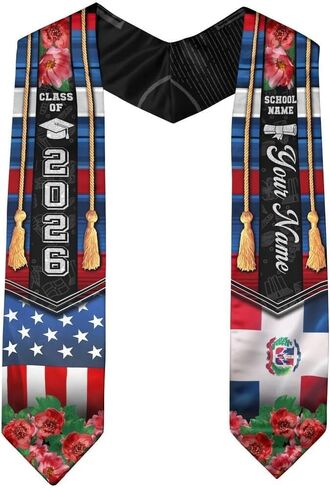 IZI POD Custom Dominican Graduation Stole, Dominican American Flag Graduation Sash, Gifts for Students, College, University in Kuwait