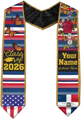 IZI POD Custom Dominican Graduation Stole, Dominican American Flag Graduation Sash, Gifts for Students, College, University in Saudi Arabia