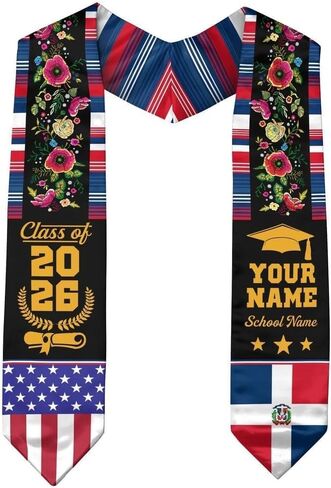 IZI POD Custom Dominican Graduation Stole, Dominican American Flag Graduation Sash, Gifts for Students, College, University in Saudi Arabia