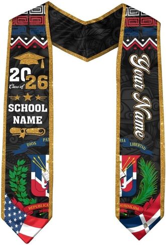 IZI POD Custom Dominican Graduation Stole, Dominican American Flag Graduation Sash, Gifts for Students, College, University in Saudi Arabia