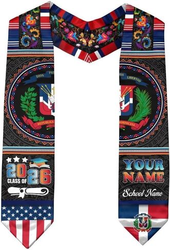 IZI POD Custom Dominican Graduation Stole, Dominican American Flag Graduation Sash, Gifts for Students, College, University in Saudi Arabia