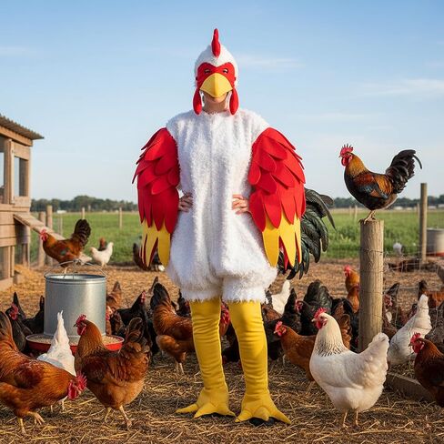 Rooster Hat | Funny Rooster Head Hat | Roosters Costume Hats | Plush Roosters Hats | Chicken Head Costume | Chicken Costume Accessories | Chicken Cap | Multicolor | 17.5" | Adult | Elastic Fit in Kuwait