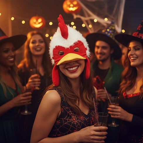 Rooster Hat | Funny Rooster Head Hat | Roosters Costume Hats | Plush Roosters Hats | Chicken Head Costume | Chicken Costume Accessories | Chicken Cap | Multicolor | 17.5" | Adult | Elastic Fit in Kuwait