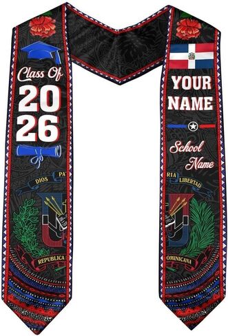 IZI POD Custom Dominican Graduation Stole, Dominican American Flag Graduation Sash, Gifts for Students, College, University in Saudi Arabia