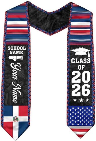 IZI POD Custom Dominican Graduation Stole, Dominican American Flag Graduation Sash, Gifts for Students, College, University in Saudi Arabia