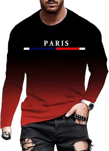 قمصان SHENHE الرجالية ذات الأكمام الطويلة ورقبة دائرية كاجوال مطبوعة عليها العلم الإيطالي برسومات ميلانو in Kuwait