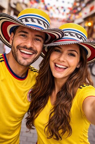قبعة Sombrero Vueltiao كولومبية، حافة عريضة مخططة متعددة الألوان، أصفر أزرق أحمر أسود أبيض، مصنوعة يدويًا 100% بوليستر، نمط تقليدي in Saudi Arabia