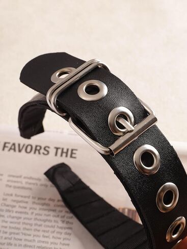 Sacina Gothic Emo Punk Grunge Black Faux leather Headband, Goth Hair Accessories, Goth Halloween Hair Accessories in Saudi Arabia