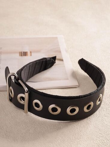 Sacina Gothic Emo Punk Grunge Black Faux leather Headband, Goth Hair Accessories, Goth Halloween Hair Accessories in Saudi Arabia