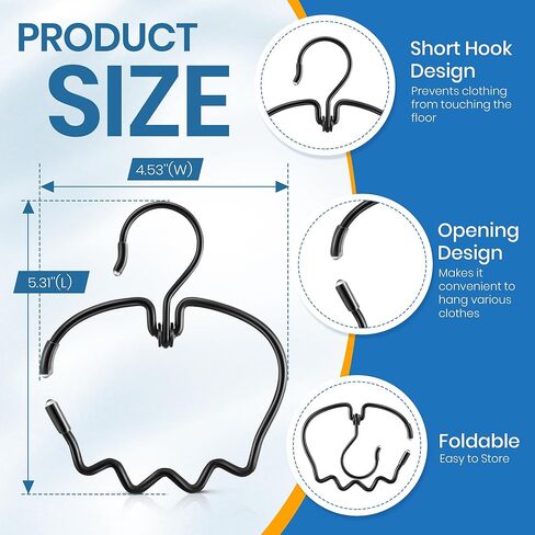 Enhon 2PCs Car Clothes Hanger, Foldable & Easy to Store, Opening Design for Hanging Hats, Heavy Duty Stainless Steel Clothes Hanger for Car Travel, Dry Cleaning, Moving in Saudi Arabia