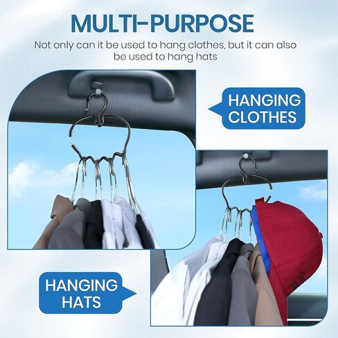 Enhon 2PCs Car Clothes Hanger, Foldable & Easy to Store, Opening Design for Hanging Hats, Heavy Duty Stainless Steel Clothes Hanger for Car Travel, Dry Cleaning, Moving in Saudi Arabia